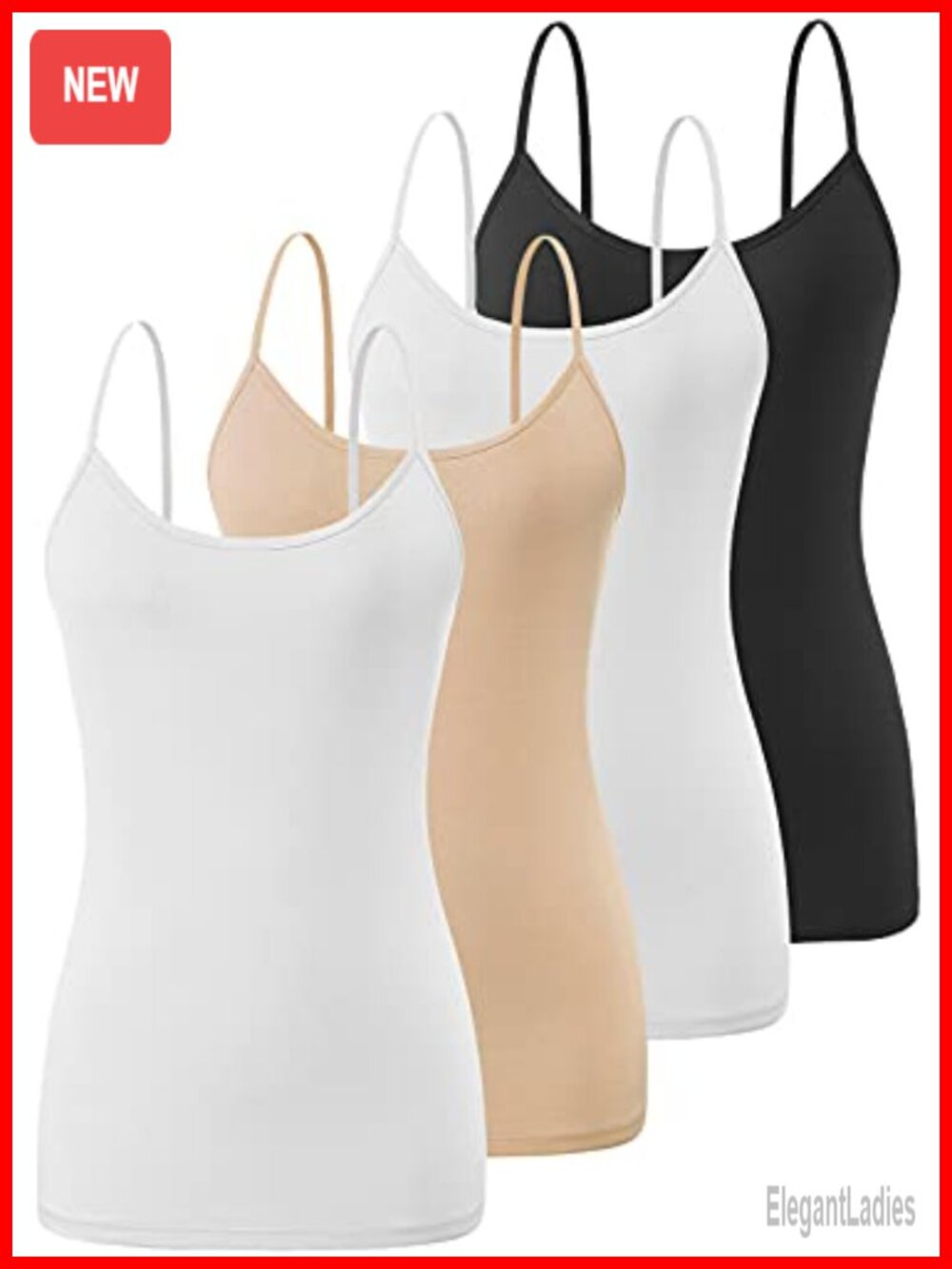 Modal Spandex Camisole Tops Seamless Adjustable 4 Pack